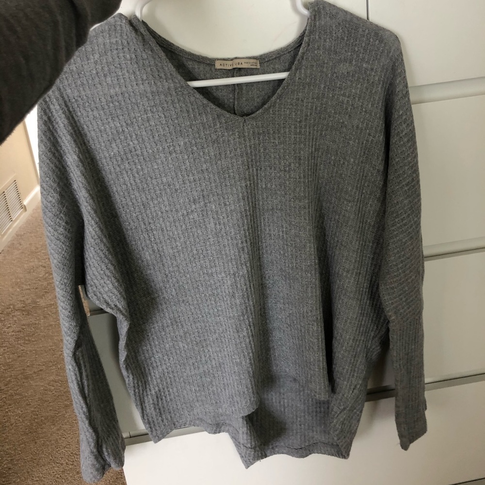 Gray oversized long sleeve sweater